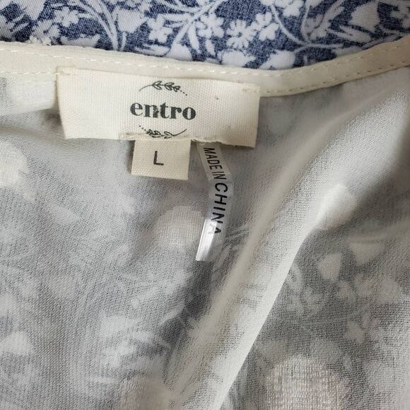 Entro Women’s Sheer Swiss Dot Blouse Size L Cream Long Sleeve Flowing - Picture 4 of 6